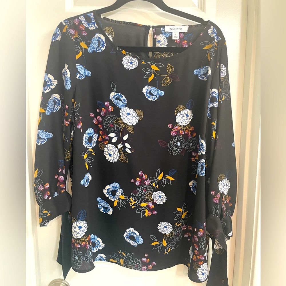 Nine West Black Print Top | XL